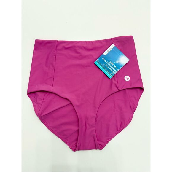 Coolibar Magnolia Pink Fuchsia Ocean Sculpt High Rise Swim Bottoms Large NWT - Picture 1 of 4